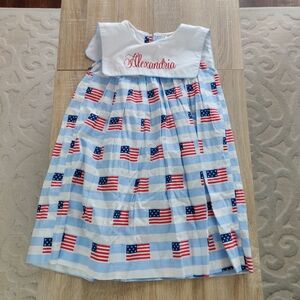Patriotic Flag Dress with Embroidered Collar